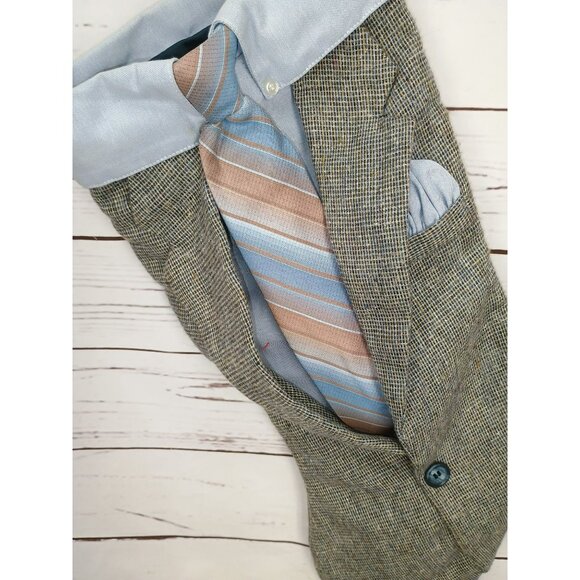 Mens Suit-Themed Christmas Stocking With Tie & Pocket Square Tweed & Blue Fabric - Picture 6 of 6
